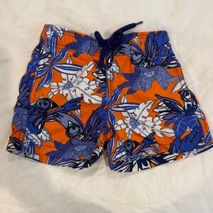 Vilebrequin Boys 2T Swim Trunks – Luxury Designer Swimwear –Orange Blue Tropical